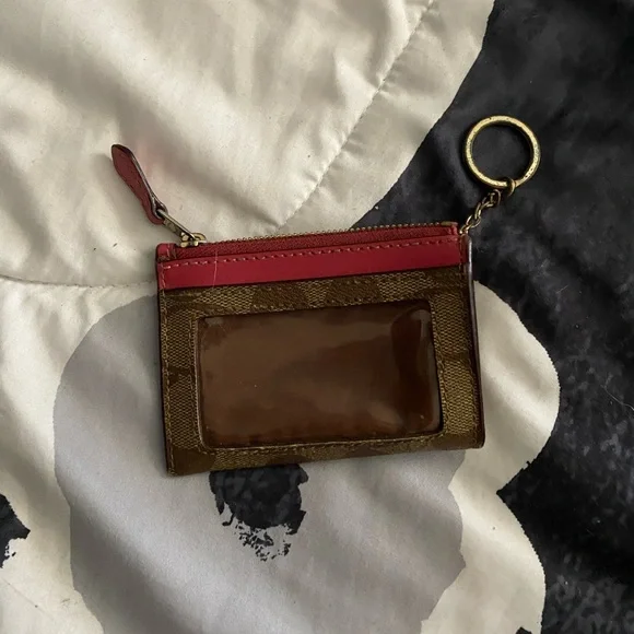 Coach Pink and Brown Signature Coin Pouch - Picture 2 of 2